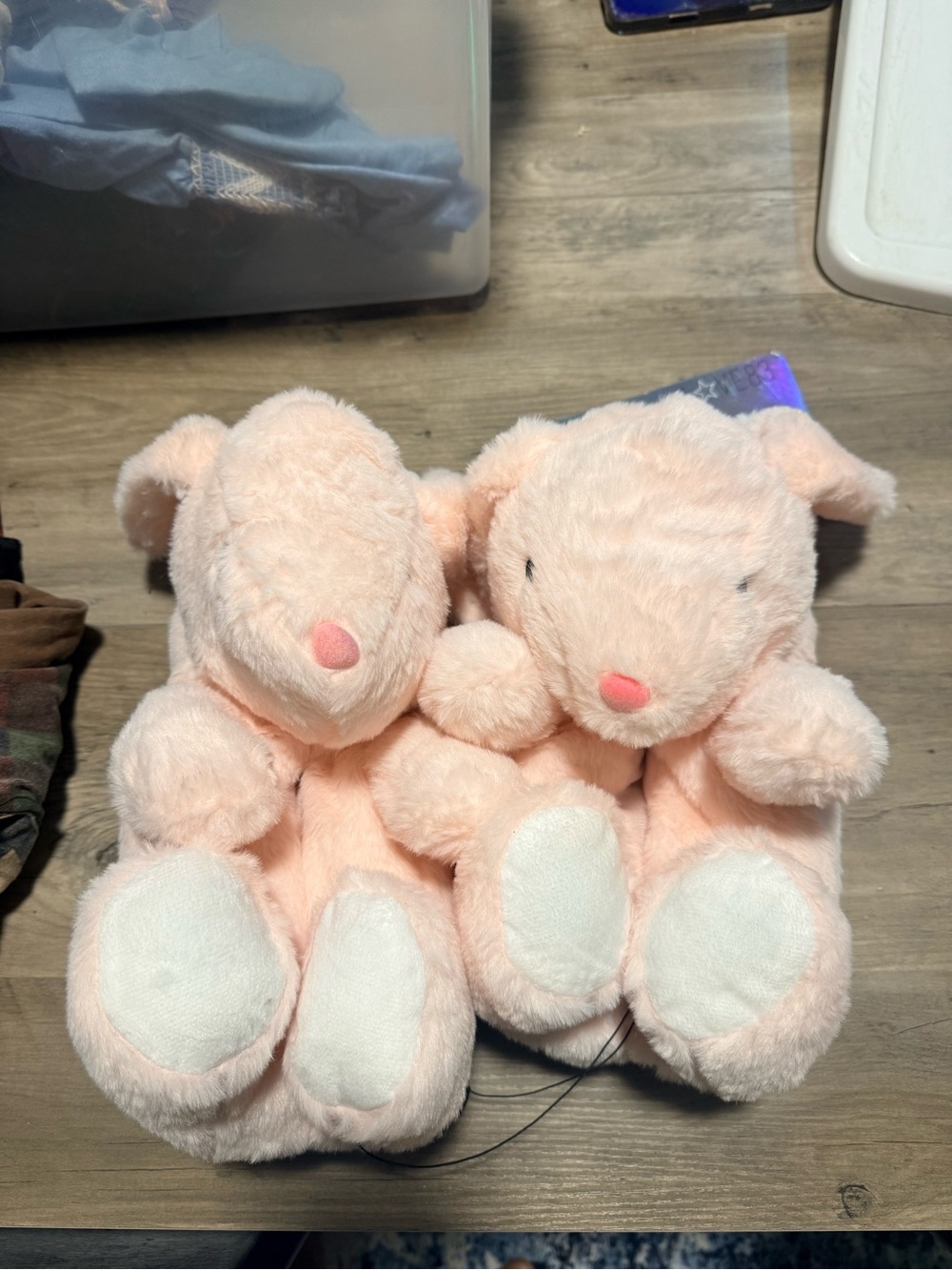Pink‎ Bunny Slippers Plush Animal House Shoes Women’s Size L (9–10) NEW - Picture 7 of 7